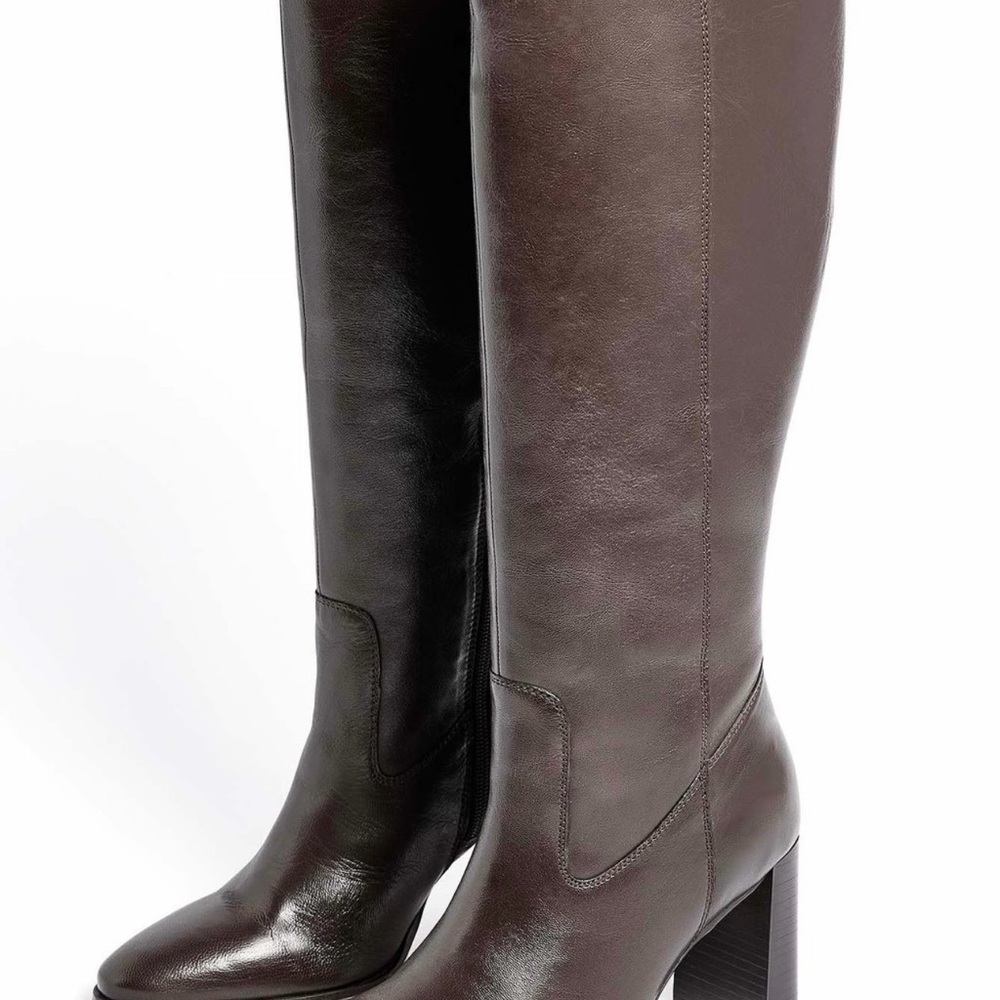 NA-KD Dark Brown Knee-High Leather Boots